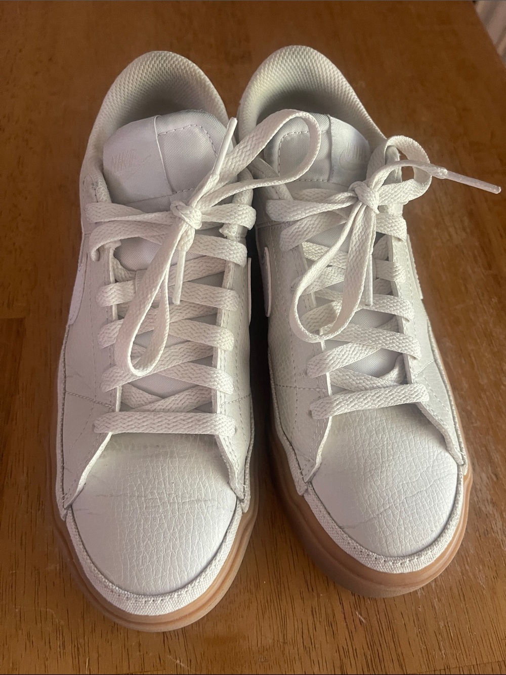 Nike Women’s Court Legacy Next Sneakers in Cream and White with Gum Sole - Picture 2 of 13